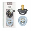 Kūdikių čiulptukas BIBS SIMMETRINĖS SPALVOS 2 vnt GUMINIS 0m+ Geležinis/Mėlynas