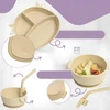 Kūdikių maitinimo rinkinys Lėkštė, puodelis, indai, seilinukas, silikoninis QV