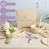 Kūdikių maitinimo rinkinys Lėkštė, puodelis, indai, seilinukas, silikoninis QV