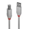 USB Kabelis - LINDY Anthra Line USB 2.0 Type A į B Laidas M/M, 5 m, Pilkas