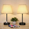 Lampa Rinkinys DWÓCH LAMPEK NOCNYCH Z DWOMA GNIAZDAMI USB I GNIAZDEM E27