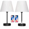 Lampa Rinkinys DWÓCH LAMPEK NOCNYCH Z DWOMA GNIAZDAMI USB I GNIAZDEM E27