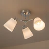 Lampa sufitowa 3 balta klosze chrom do sypilani salonu korytarz hotel