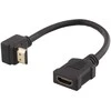 Lankstus HDMI adapteris DELTACO 0,2 m, pakreiptas, HDMI M / F, UHD, juodas / HDMI-21B