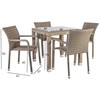 Lauko baldų komplektas Home4You Sodo baldų komplektas LARACHE, stalas ir 4 kėdės (2102), stalviršis: permatomas stiklas, rėmas: aliumininis su plastikinių vytelių apdaila