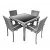 Lauko baldų komplektas NOVELLY HOME, iš plieno, ratano, grūdinto stiklo, spl. tamsiai pilka, 4 vnt. kėdė 550x590x860 mm, 1 vnt. stalas 900x9