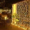 Lauko girlianda - užuolaida, įkraunama saulės energija, 192 LED, 1.5 m