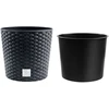 Prosperplast Lauko plastikinis vazonas RATO ROUND, su įdėklu, pilkos sp., 30 x 30 x 27 cm