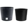 Prosperplast Lauko plastikinis vazonas RATO ROUND, su įdėklu, pilkos sp., 30 x 30 x 27 cm