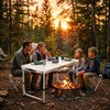 Lazyhome DIDELIS TURISTINIS SULANKSTAMAS KEMPINGAS STALAS 4 KĖDĖS lagaminų komplektas