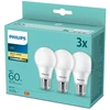 LED lemputė PHILIPS A60, 8W (=60W), E27, 4000K, 806 lm, NON-DIM, šaltai baltos spalvos, 3vnt.