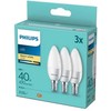 LED lemputės PHILIPS, E14, B35, 2700 K, 5W (=40W), 407 lm, NON-DIM, 3 vnt.