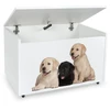 Leomark Duża Drewniana Skrzynia na Žaislai - na Kółkach 71x40 x46cm Pieski Labrador