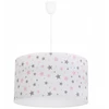 Light Home LAMPA WISZĄCA SUFITOWA DZIECIĘCA ŻYRANDOL Z ABAŻUREM Baltas RÓŻOWE GWIAZDKI