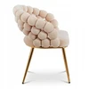 Livio Meble BEIGE PUFFY BEIGE VALGOMO KĖDĖ SU AUKSO VELIŪRO KOJĖLĖMIS