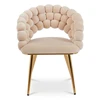 Livio Meble BEIGE PUFFY BEIGE VALGOMO KĖDĖ SU AUKSO VELIŪRO KOJĖLĖMIS