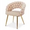 Livio Meble BEIGE PUFFY BEIGE VALGOMO KĖDĖ SU AUKSO VELIŪRO KOJĖLĖMIS
