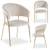 Livio Meble FLORI BEIGE VELVET VALGOMO KĖDĖ ANT AUKSINIŲ KOJŲ
