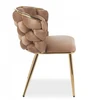 Livio Meble VELVET CAPPUCCINO MINŠTA KĖDĖ VALGOJUI ANT AUKSINIŲ KOJŲ PIMO