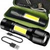 LTC GALINGAS LED TAKTINIS BLYKŠTINĖS ŽIBINTAS ĮKRAUJAMAS ZOOM SURVIVAL MILITARY USB