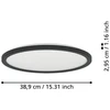 Lubinis šviestuvas Plafoninis LED šviestuvas EGLO ROVITO-R IP44 18W 2700-6500K 2300lm juodas Ø39cm su pultu