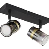 Lubinis šviestuvas Taškinis šviestuvas GLOBO TRABBY, 2xGU10 max 2x8W, juodos sp stiklas dūmų sp 6x12,5x26cm