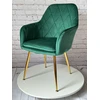 Lux Dom Furniture KĖDĖ SU PAGALVE VALGOMUI SVETAINEI VELIURAS ŽALIAS BUTELAS AUKSINĖS KOJĖLES