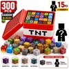 MAGNETINIŲ BLOKŲ RINKINYS 300 ELEMENTŲ + 10 FIGŪRIŲ + XXL 3D PLASTIKINĖ DĖŽĖ