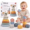 MALLE SENSORY GUMINIAI BLOKAI SOFT CREATIVE MONTESSORI TOWER PYRAMID 13 EL