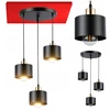 Masterled Lampa wisząca długa juoda klasyczna okrągła metalowe klosze nad stół 3xE27