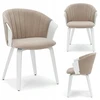 Mebel Partner ELEGANTIŠKA KAUŠINĖ KĖDĖ STILINGAM VALGOMO KAMBARIUI BEIGE GUZMAN BALTA MEDIENA