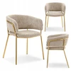 Mebel Partner ELEGANTIŠKA PATOGI SORIN BOUCLE BEIGE KĖDĖ AUKSINĖMIS KOJĖLĖMIS
