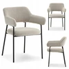 Mebel Partner ELEGANTIŠKOS SVETAINES KĖDĖS SU PONKČIAIS ​​BEIGE BOUCLE ERWIN Juodas