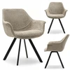Mebel Partner KIAUŠINĖ KĖDĖ SU RANKŲ ATRAŠKAIS MAIRAUS AUDINIO BOUCLE MIRA BEIGE