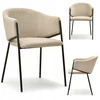 Mebel Partner MADINGA KĖDĖ SU NUGARA ANT ŠVIESIO METALINIO RĖMO CLOE BOUCLE BEIGE