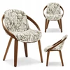 Mebel Partner MEDINĖ KĖDĖ SU AUDINIU SU EKOLOGIŠKAIS RAŠTAIS PILKAS KREMINIS LAGOS GRAIKIŲ RIEŠUTAS