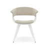Mebel Partner MINIMALISTINĖ KAUŠINĖ KĖDĖ SVETAINEI BEIGE ŠENILĖ ELINA BALTA MEDIENA