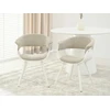 Mebel Partner MINIMALISTINĖ KAUŠINĖ KĖDĖ SVETAINEI BEIGE ŠENILĖ ELINA BALTA MEDIENA
