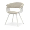 Mebel Partner MINIMALISTINĖ KAUŠINĖ KĖDĖ SVETAINEI BEIGE ŠENILĖ ELINA BALTA MEDIENA