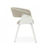 Mebel Partner MINIMALISTINĖ KAUŠINĖ KĖDĖ SVETAINEI BEIGE ŠENILĖ ELINA BALTA MEDIENA