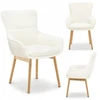 Mebel Partner MINIMALISTINĖ MINŠTA KĖDĖS KREMĖ Baltas CORDIA ĄŽUOLO PAGRINDAS