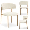 Mebel Partner MINIMALISTINĖ VIRTUVĖS KĖDĖ BOUCLE CREAM IZOLDA METAL LEGS Ąžuolas