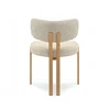 Mebel Partner PATOGI KĖDĖ IŠ BEIGE BOUCLE AUDINIO, JAPANDI STYLE KELIS, Ąžuolo kojos