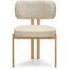 Mebel Partner PATOGI KĖDĖ IŠ BEIGE BOUCLE AUDINIO, JAPANDI STYLE KELIS, Ąžuolo kojos