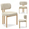 Mebel Partner PATOGI KĖDĖ IŠ BEIGE BOUCLE AUDINIO, JAPANDI STYLE KELIS, Ąžuolo kojos