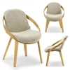 Mebel Partner STILINGA KĖDĖ SU DEKORATYVIU Ratlankiu, LENKTA MEDIENA LAGOS BOUCLE BEIGE Ąžuolas