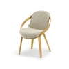 Mebel Partner STILINGA KĖDĖ SU DEKORATYVIU Ratlankiu, LENKTA MEDIENA LAGOS BOUCLE BEIGE Ąžuolas