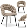 Mebel Partner VELIŪRINĖ KĖDĖ SU BURBULIUOTA ATGARA LUCY BEIGE BURBULU ANT JUODŲ KOJŲ