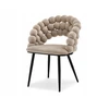 Mebel Partner VELIŪRINĖ KĖDĖ SU BURBULIUOTA ATGARA LUCY BEIGE BURBULU ANT JUODŲ KOJŲ