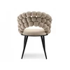 Mebel Partner VELIŪRINĖ KĖDĖ SU BURBULIUOTA ATGARA LUCY BEIGE BURBULU ANT JUODŲ KOJŲ